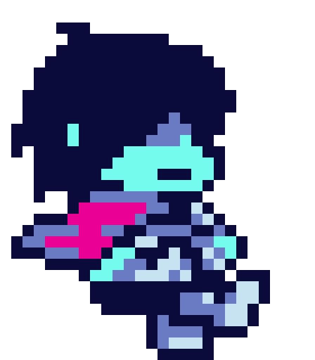 A square repeating gif of the cartoon Bluey. It shows Bandit, a tall blue dog with black and yellow details, walking through a garden with his daughter Bluey, a much shorter blue dog with dark blue details